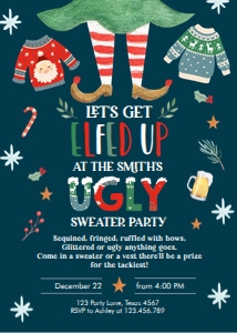 Invitation Elfed Up Ugly Sweater Dark design preview