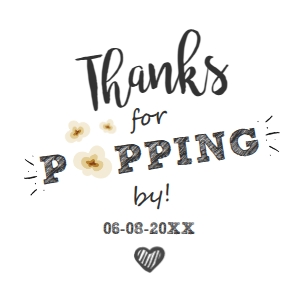 Favor Tag Thank for Popping By White Square: Favor Tag Thank for Popping By White