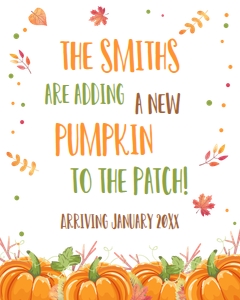 Pregnancy Reveal Sign Pumpkin Patch design preview