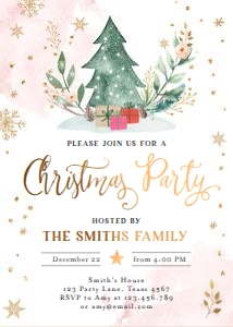 Christmas Party Invitation Tree Gold White design preview