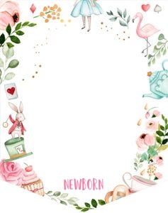 Birthday Monthly Photo Banner Alice in Wonderland White design preview