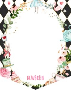 Birthday Monthly Photo Banner Alice in Wonderland Black White design preview