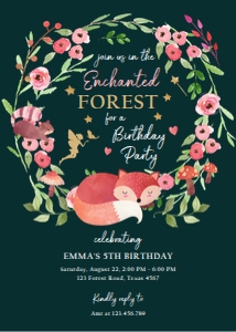 Birthday Invitation Woodland Fairy Dark design preview