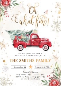 Winter Party Invitation Oh What Fun Red Truck design preview