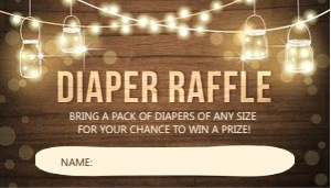 Diaper Raffle Ticket Rustic Wood String Lights design preview