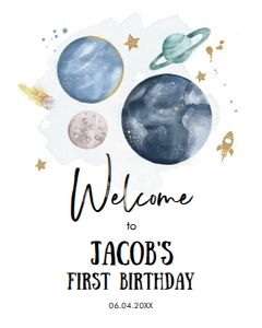 Welcome Sign Birthday Space White Boy design preview