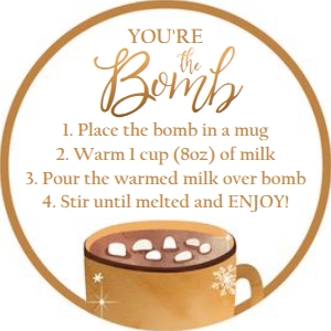 Favor Tag Hot Chocolate Bomb Gold Circle: Favor Tag Hot Chocolate Bomb Gold