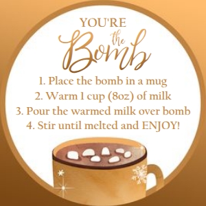 Favor Tag Hot Chocolate Bomb Gold Square: Favor Tag Hot Chocolate Bomb Gold