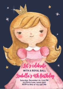 Birthday Invitation Princess Blond Hair Dark design preview