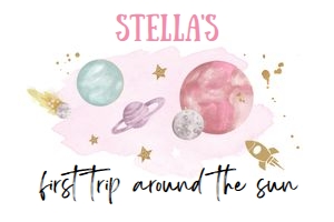 Backdrop Banner Space Planets White Girl design preview