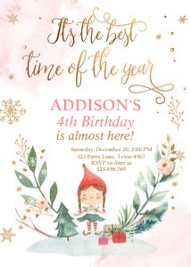 Birthday Invitation Elf Pink design preview