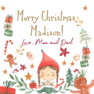 Favor Tag Merry Christmas Elf White design preview