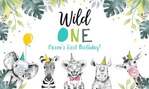 Backdrop Banner Party Animals Wild One Boy design preview