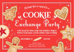 Cookie Exchange Invitation Red design preview