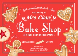 Cookie Exchange Invitation Bake Shop Red design preview