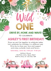 Birthday Invitation Safari Wild One Drive By design preview