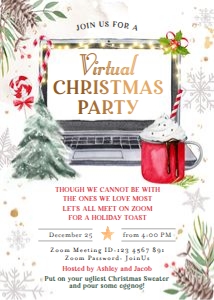 Virtual Christmas Party Invitation Laptop design preview
