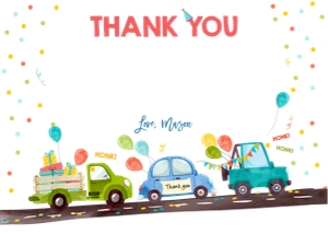 Thank You Card Drive By Road Horizontal Blue design preview