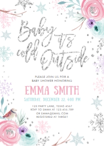 Baby Shower Invitation Winter Floral Baby It's Cold Outside design preview