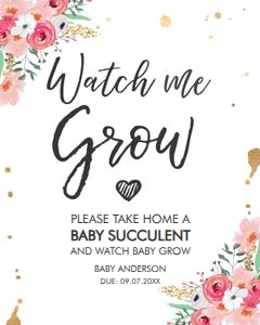 Sign Watch Me Grow Floral Pink design preview