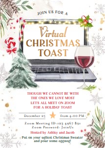 Virtual Christmas Toast Invitation Laptop design preview