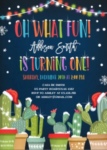 Fiesta Cactus Invitation Oh What Fun Turning One design preview