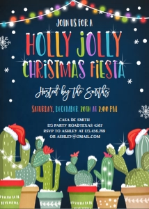 Fiesta Cactus Invitation Holly Jolly design preview