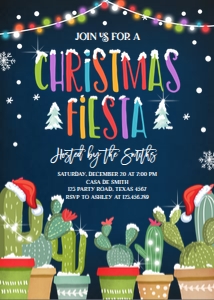 Fiesta Cactus Invitation Christmas Fiesta design preview