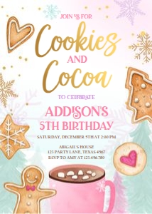 Birthday Invitation Cookies and Cocoa Sweets design preview