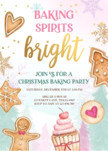 Birthday Invitation Baking Spirits Bright Sweets design preview