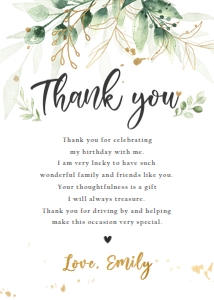 Thank You Card Gold Leaves design preview