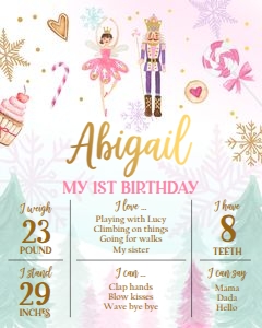 Birthday Milestone Sign Nutcracker Sweets V2 design preview