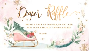 Diaper Raffle Ticket Sleigh White Pink design preview