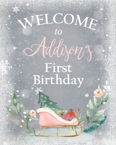 Welcome Sign Sleigh Pink Grey design preview