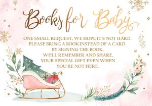 Book Request Card Sleigh White Pink design preview