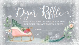 Diaper Raffle Ticket Sleigh White Pink Grey design preview
