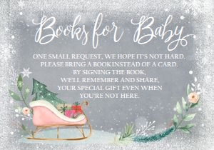 Book Request Card Sleigh White Pink Grey design preview