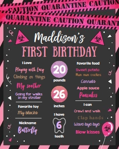 Birthday Milestone Poster Quarantine Pink design preview