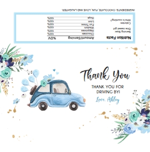 Candy Bar Wrapper Drive By Car Floral Blue design preview