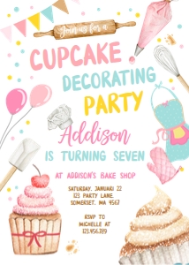 Birthday Invitation Cupcake Decorating design preview