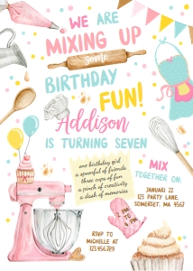 Birthday Invitation Baking White design preview