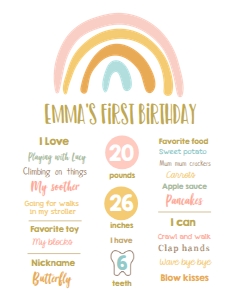 Milestone Poster Rainbow Pastel Pink design preview