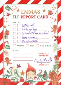 Elf Report Card Girl design preview