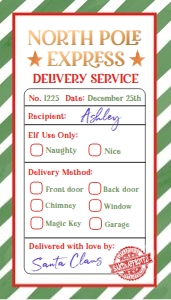 Favor Tag North Pole Express Green design preview