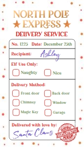 Favor Tag North Pole Express Confetti design preview