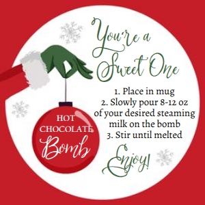 Favor Tag Hot Chocolate Bomb Grinch Square: Favor Tag Hot Chocolate Bomb Grinch