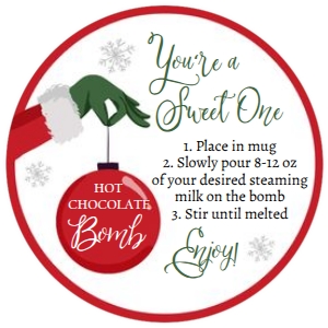 Favor Tag Hot Chocolate Bomb Grinch Round: Favor Tag Hot Chocolate Bomb Grinch