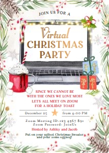 Virtual Christmas Party Invitation Laptop Presents design preview