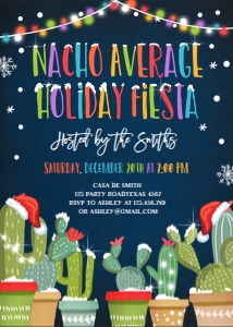 Fiesta Cactus Invitation Holiday Nacho Average design preview