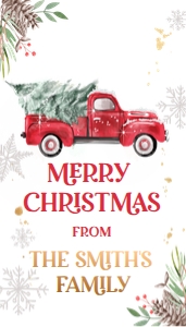 Favor Tag Winter Truck Tree Red Merry Christmas: Favor Tag Winter Truck Tree Red Merry Christmas